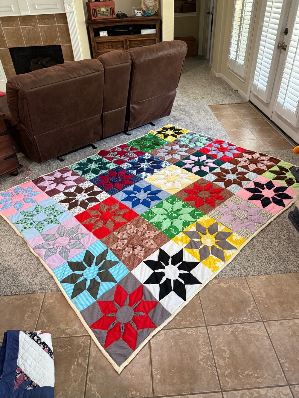 Handmade Multicolor Patchwork Quilted Blanket